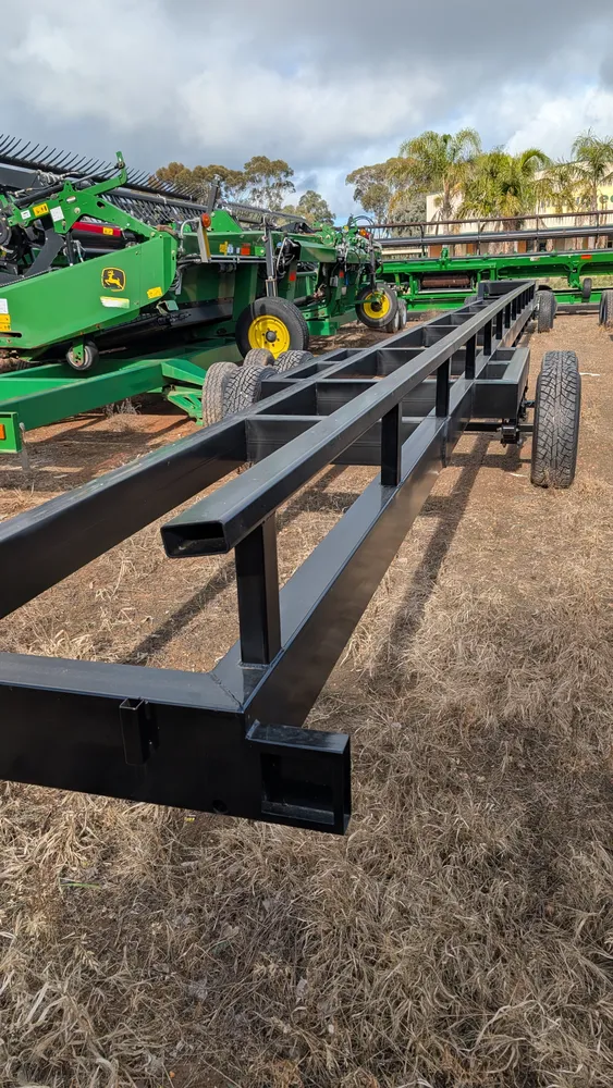 Bare comb trailer frame with its cross-members welded, in the HFR yard at Swan Hill